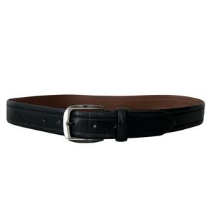 Bosca Leather Ranger Belt Size 32 Black & Brown Vintage Classic Stitched Belt